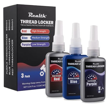 Realth 50ml-3 Pack Threadlocker Purple Blue and Red M222 M243 M271 - style: 3 Pack 50ML