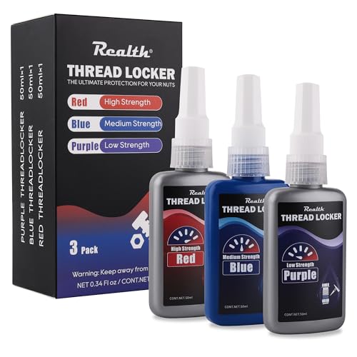 Realth 50ml-3 Pack Threadlocker Purple Blue and Red M222 M243 M271 - style: 3 Pack 50ML