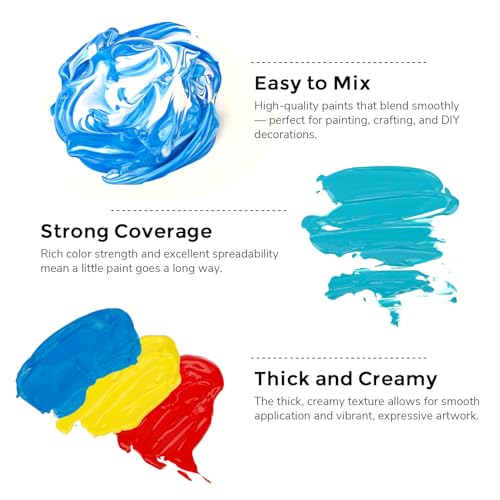 ABEIER Acrylic Paint Set, 80 Colors x 2 oz, Metallic & Fluorescent