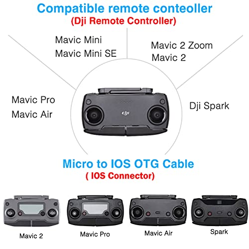 DJI 1FT 90 Degree USB Micro to iOS Remote Controller Cable for Mavic Mini, Mini SE, Pro, Spark, Air, Phone/Tablet Data OTG Cord Accessories - style: Micro to IOS