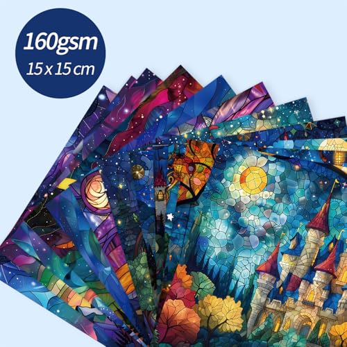 6x6" Cardstock Single Sided Scrapbooking,Craft Decorative Scrap Book Paper - color: 24sheets-Stained Glass