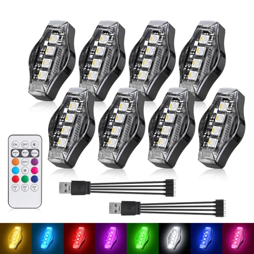 Wireless LED Strobe Lights for Car with Remote Control-10 Modes - size: 8pcs