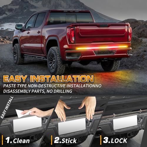 XRIDONSEN 60 inch Tailgate Strobe Lights Strip Amber Red Emergency Lights - color: Amber/Red