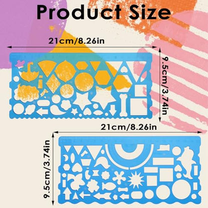 JIEYAO 2 Pcs Geometric Drawings Templates, Multi-Shaped Drafting Stencils, Plastic Measuring Templates Rulers Clear Drawing Triangle Tool Protractor Set for Studying Designing Office(Blue) - color: Blue