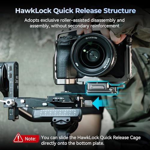 SMALLRIG Quick Release Plate for Arca, for DJI RS 4/RS 4 Pro/RS3/RS 3 Pro/RS 3 mini/RS 2/RSC 2, HawkLock H38 Quick Release Mount Plate Kit, Anti-Drop & Anti-Deflection (Not for RS 4 Mini)