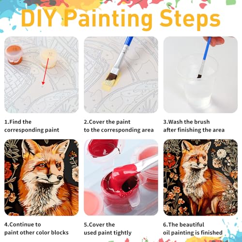 Fox Paint by Numbers Kit for Adults, 16x20 inch - color: Fox