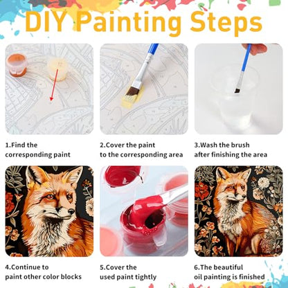 Fox Paint by Numbers Kit for Adults, 16x20 inch - color: Fox