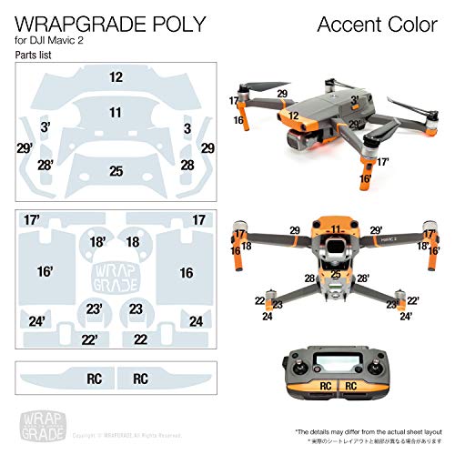 Wrapgrade Poly Skin Compatible with DJI Mavic 2 | Accent Color (NEON Orange) - color: NEON ORANGE
