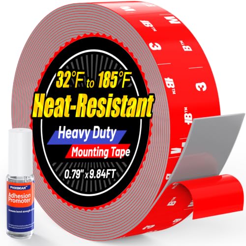 PHIXBEAR 0.79" Heavy Duty Double Sided Foam Tape, Indoor & Outdoor Mounting Tape Waterproof Heat-Resistant Multi-use for Car, Picture Hanging Adhesive Strips, Home Office Décor, 9.84Ft