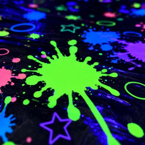 2 Pack Neon Paint Splatter Glow in the Dark Plastic Tablecloth 54x108 Inch - color: Neon Glow Tablecloth
