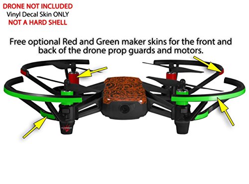 Skin Decal Wrap 2 Pack Compatible with DJI Ryze Tello Folder Doodles Burnt Orange Drone NOT Included
