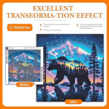 Diamond Art Kits for Adults, Bear DIY 5D Diamond Painting for Beginners - color: BLKJDP17
