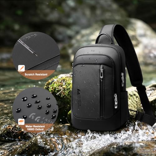 Crossbody Sling Chest Shoulder Bag for Men Women with USB Charging Port