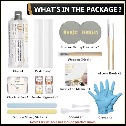 iienjoy Kintsugi Repair Kit, 4 Colors Food Safe Kintsugi Kit for Ceramics