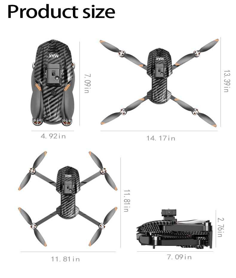 Drones with Camera for Adults 4k, Brushless GPS Drone with Dual Cameras - color: Fiber color