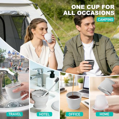 Collapsible Travel Cup, Foldable Water Cup with Lid, for Travel - color: Gray