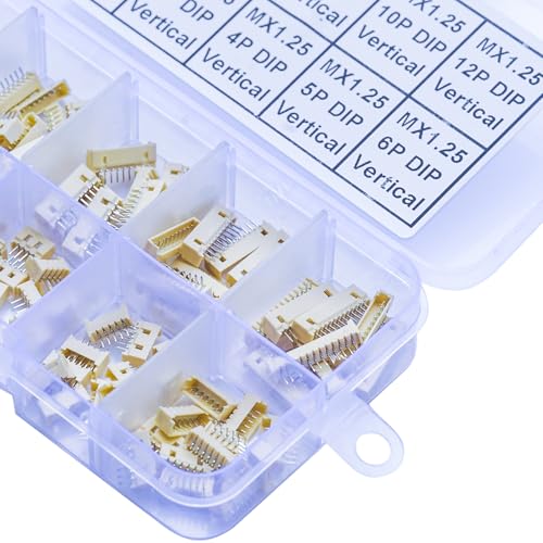 Compatible with Molex 1.25mm Pitch PicoBlade PCB Header Vertical Through Hole 2 3 4 5 6 7 8 9 10 12 Circuits (TC-MX-1.25mm-DIP-VER) - size: Through Hole-Vertical