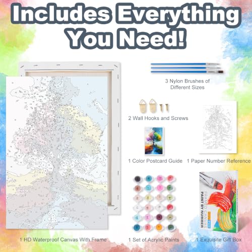 Tree of Life Framed Paint by Numbers Kit for Adults Beginner 8x12 inch - color: Frame-OP-US11