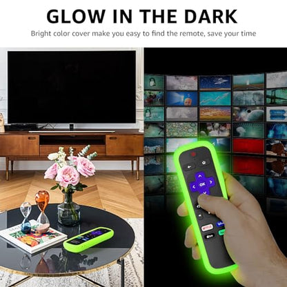 2 Pack Remote Cover for Roku TV Controller Glow in The Dark, Green Blue - color: Glow Green and Glow Blue, size: 2 Pack