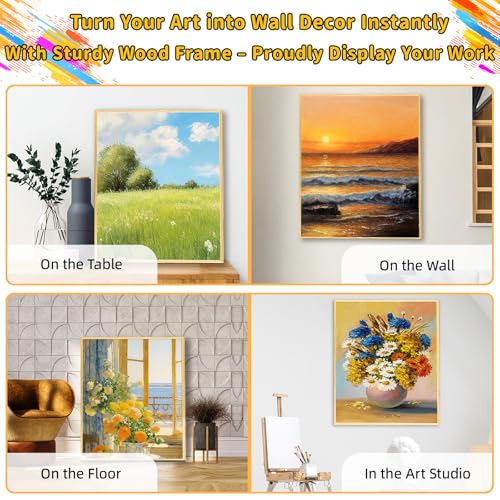 4 Pack 12 x 16 inch Floater Frame Canvas –Gallery Wrapped Canvas Set - color: Light Brown, size: 4pk-12x16 in