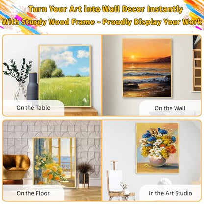 4 Pack 18 x 24 inch Floater Frame Canvas –Gallery Wrapped Canvas Set - color: Light Brown, size: 4pk-18x24 in
