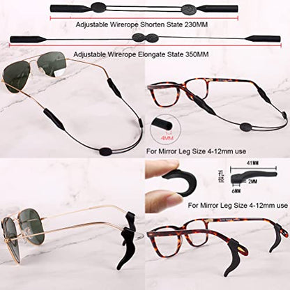 Cute Eyeglass Cases Hard Shell Storage Case Protective Box With Glasses Cloth Adjustable Glasses Strap Ear Grips Hook - color: Set3-2