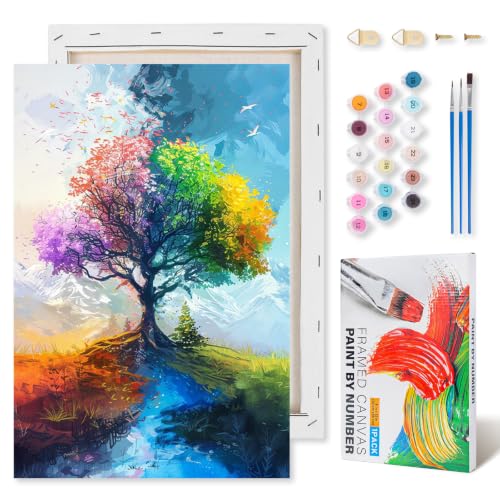 Tree of Life Framed Paint by Numbers Kit for Adults Beginner 8x12 inch - color: Frame-OP-US11