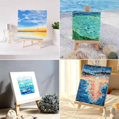 ANDES 9In Wood Tabletop Painting Easels 6 Pack, Arts & Crafts Display Stand - style: 4-pack