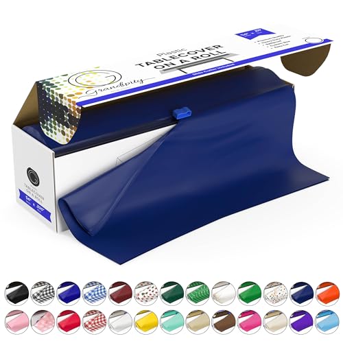 Grandipity Plastic Table Cloth Roll - 54in x 300 Ft. Table Cover Navy Blue - color: Navy Blue, size: 3600" x 54" (Rectangular)