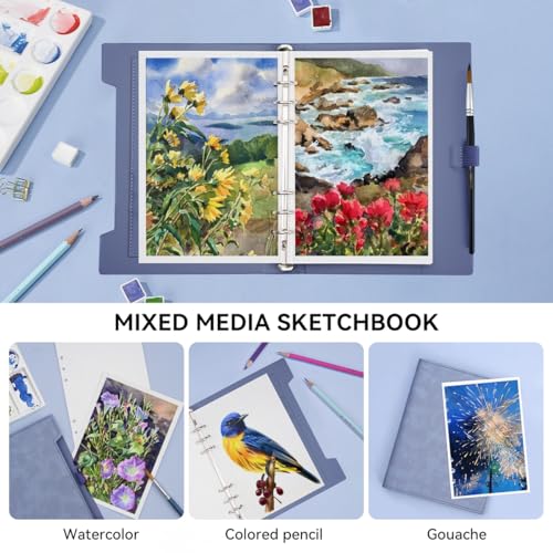 Lightwish Watercolor Sketchbook,100% Cotton 300gsm/140lb Cold Press - color: Hard Shell Blue