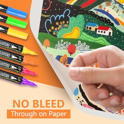 100-Pack Acrylic Paint Pens, Dual Tip with Brush & Fine, Carrying Case - color: 12 Metallic & 88 Regular Colors