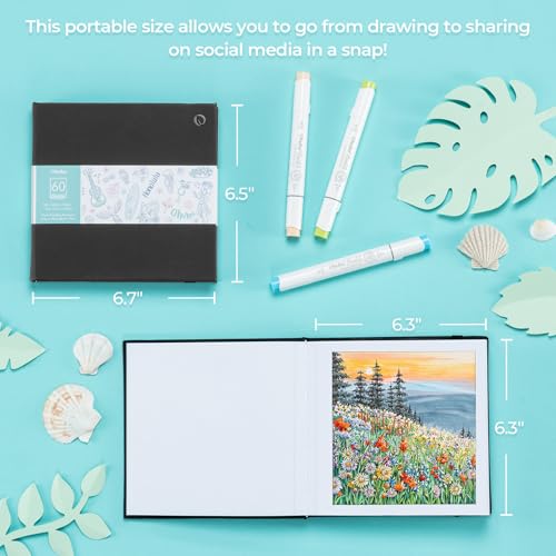 Ohuhu 6.3"x6.3" Double-Sided Bleedproof Marker Pad Art Sketchbook 60 Sheets - size: 6.3" x 6.3"