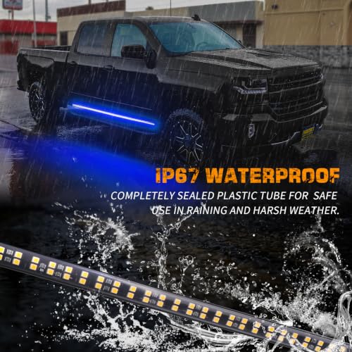 XRIDONSEN 2 Pack 70 inch Blue Emergency Lights 864 LED Running Board Lights - color: Blue