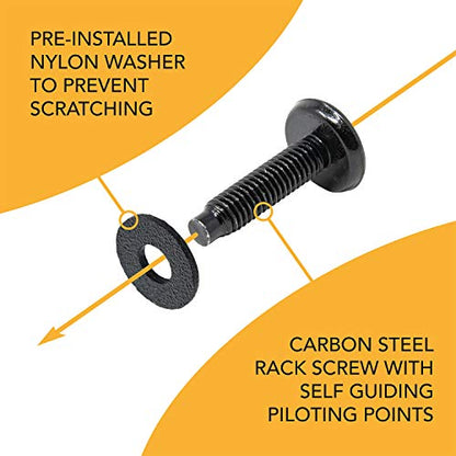 12-24 Rack Screws [150pk] – Rack Mount Screws with Nylon Washers for Server, Network, and Audio Equipment - size: 12-24 (150 Pack)