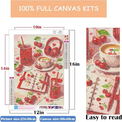 WUSARPLY Cherry Diamond Painting Kits for Beginner Adults - color: YH024