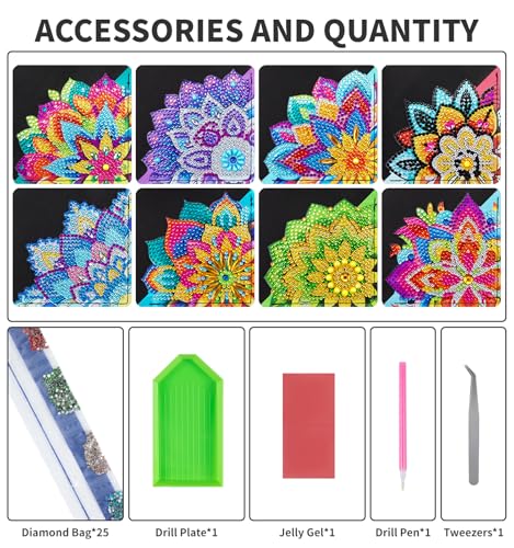 8 PCS Diamond Art Bookmarks, Diamond Painting Bookmarks for Book Lovers - color: Mandala Floral Style E