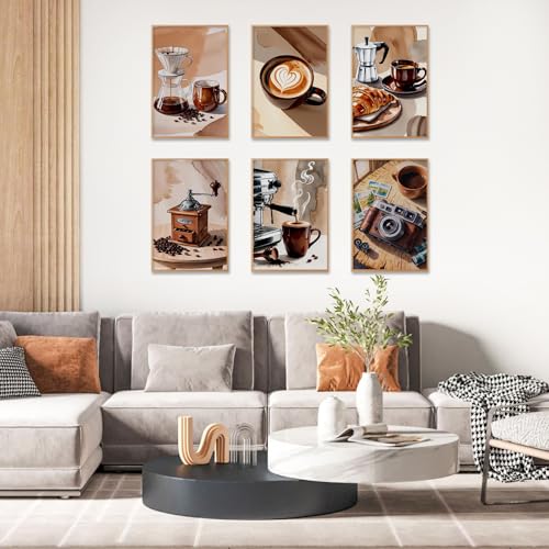 Camocin 6 Pack Paint by Numbers Kit for Adults, Coffee Canvas Painting Set - color: Coffee-1