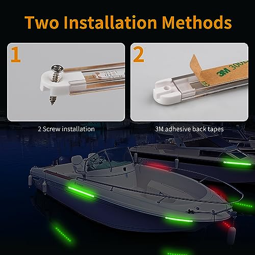 RVZONE Boat Red & Green Bow Navigation Lights, LED Deck Light for Boats - color: 7.8 inch/Red and Green/white shell