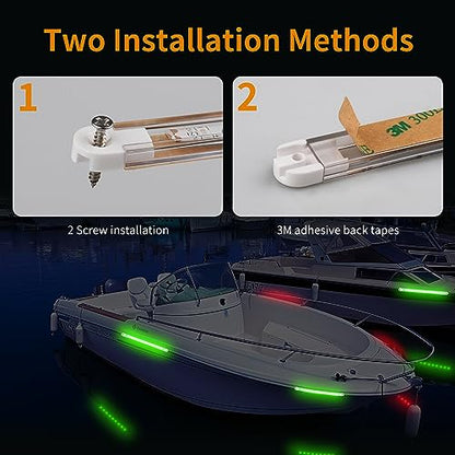 RVZONE Boat Red & Green Bow Navigation Lights, LED Deck Light for Boats - color: 7.8 inch/Red and Green/white shell