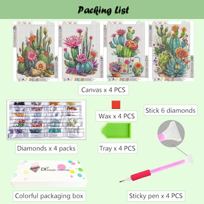 Lanzeyo Diamond Art Kits for Adults 4 Pack Succulent Diamond Painting Kits - color: 04 Succulent