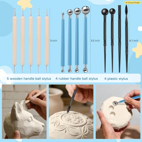 ZEHIQ White Air Dry Clay 2.2 lbs with 25pcs Pottery Sculpting Tools Set - color: 2.2lbs white + tools