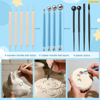 ZEHIQ White Air Dry Clay 2.2 lbs with 25pcs Pottery Sculpting Tools Set - color: 2.2lbs white + tools