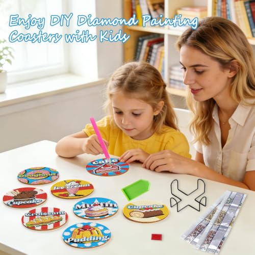 Leatrice Small Diamond Art Coasters Set Diamond Painting Kits for Adults - color: AB Dessert