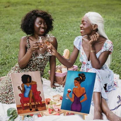Cholemy 36 Pcs Paint and Sip Kit Gift for Adults 8''x10'',Charming Lady - style: Charming Lady