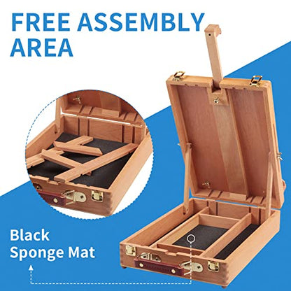Falling in Art Wooden Tabletop Easel, Beech Wood Sketchbox Desktop Easel - style: Tabletop Easel