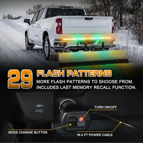 XRIDONSEN 60 inch Amber and Green Tailgate Emergency Lights Strip - color: Amber/Green