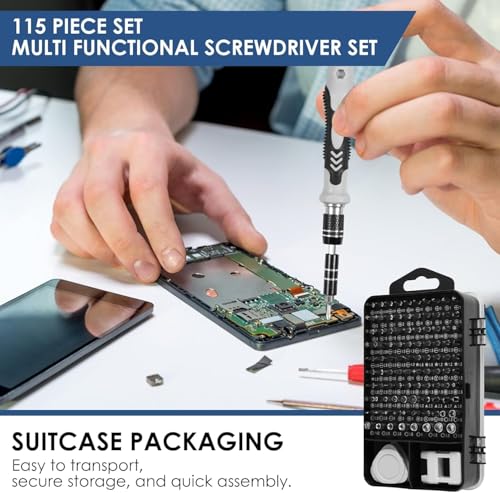115-in-1 Precision Screwdriver Set, Electronics Repair Tool Kit Micro Bit with Flexible Shaft for Phone, Mac, Computer, Watch, Console, Doorbell, Electronic, Tools Gift - color: 115 in 1