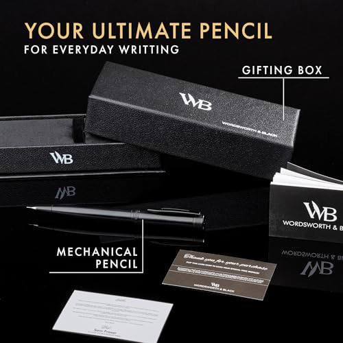 Wordsworth & Black Luxury Metal Mechanical Pencil 0.7mm for Writing, Black - color: All Black