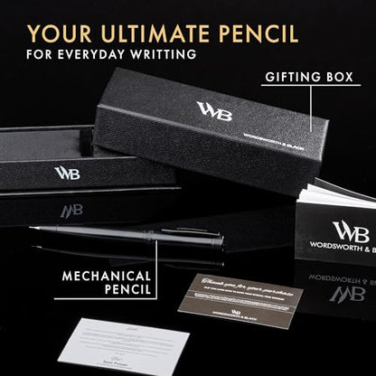 Wordsworth & Black Luxury Metal Mechanical Pencil 0.7mm for Writing, Black - color: All Black