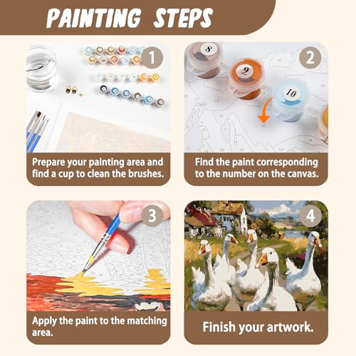 XTCIXAL Paint by Numbers Kit for Adults, Duck, 16X20 Inch - color: 03-Duck
